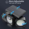 Solar Flood Light Outdoor 218 LED 2000LM;  6500K - 270Â°Adjustable 3 Heads Solar Light;  Motion Sensor 26ft;  Waterproof IP65 Solar Powered