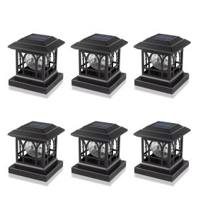 Solar Post Cap Lights Outdoor; RGB & Warm White 2 LED Lighting Mode 20 LM; Fits 3.6x3.6 4x4 4.5x4.5 5x5 Wooden Fence Deck Patio Garden. Black (Color: Black)