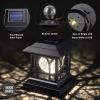 Solar Post Cap Lights Outdoor; RGB & Warm White 2 LED Lighting Mode 20 LM; Fits 3.6x3.6 4x4 4.5x4.5 5x5 Wooden Fence Deck Patio Garden. Black