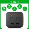 1pc USB Wall Charger; Total 10A; No Surge Protector; Multi Plug Outlet; 2 Outlet Extender With 2 USB Charging Ports; For Home/School/Office/Travel