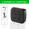 1pc USB Wall Charger; Total 10A; No Surge Protector; Multi Plug Outlet; 2 Outlet Extender With 2 USB Charging Ports; For Home/School/Office/Travel