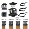 Solar Post Cap Lights Outdoor; RGB & Warm White 2 LED Lighting Mode 20 LM; Fits 3.6x3.6 4x4 4.5x4.5 5x5 Wooden Fence Deck Patio Garden. Black