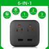 1pc USB Wall Charger; Total 10A; No Surge Protector; Multi Plug Outlet; 2 Outlet Extender With 2 USB Charging Ports; For Home/School/Office/Travel